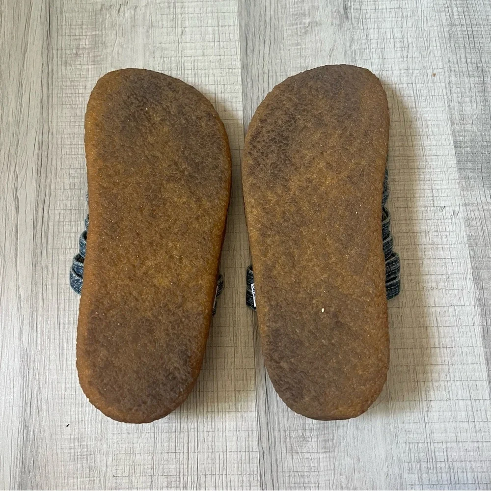 orSlow x MALIBU SANDALS Zuma Washed Indigo Denim Crepe Blue Woven Slide Sandals